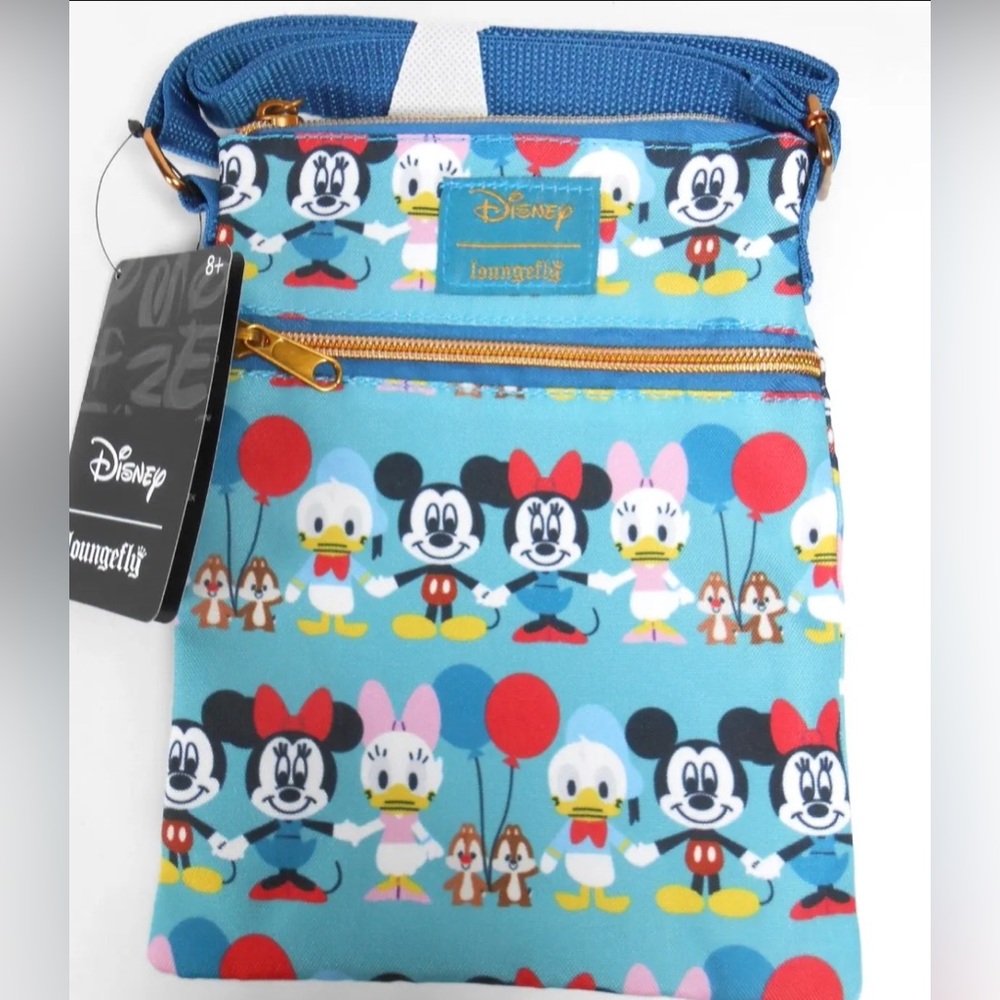 Loungefly Disney Mickey Mouse & Friends Balloon Passport Crossbody Bag Purse NWT